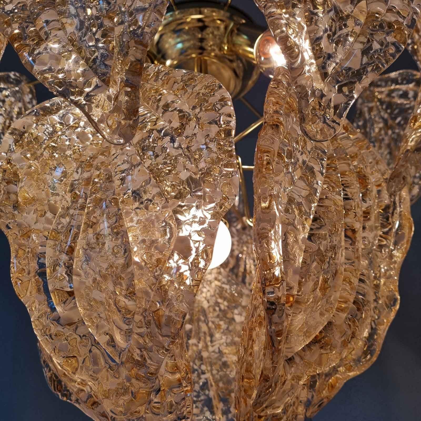 Mid Century Suspension Murano Glas Blätter Kronleuchter, Italien 80er Jahre (Italienisch)