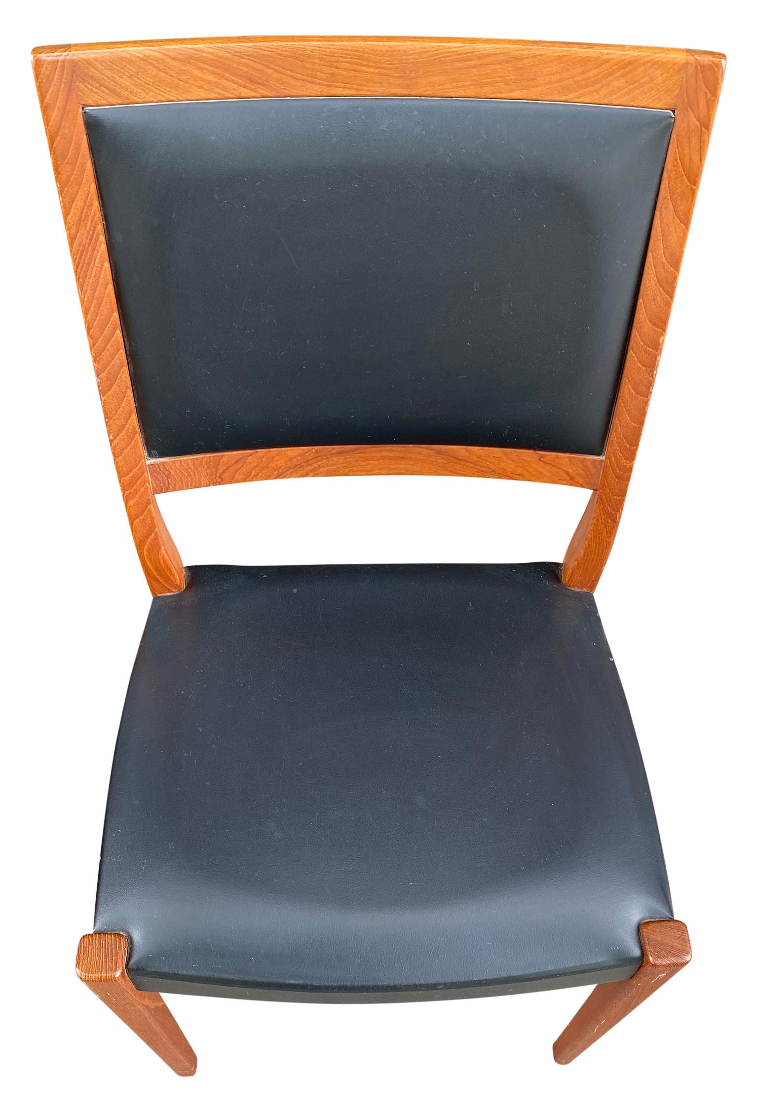 Mid-Century Modern Midcentury Svegards Markaryd 6 Teak Dining Chairs Made in Sweden Black Vinyl