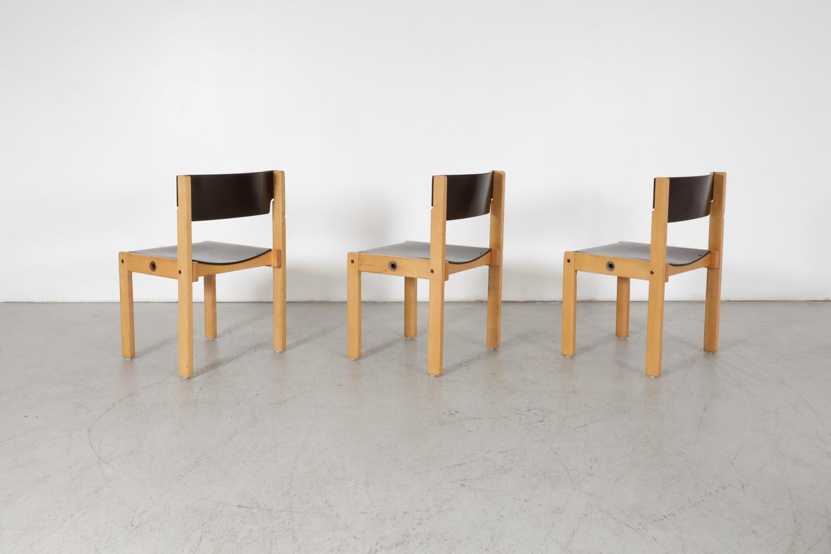 Sillas apilables de abedul y marrón estilo Sven Markelius de mediados de siglo Holandés en venta