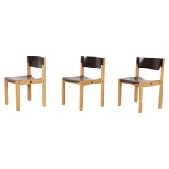 Mid-Century Sven Markelius Style Brown and Birch Stacking Chairs