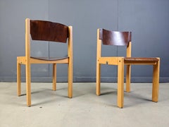 Mid-Century Sven Markelius Style Brown and Birch Stacking Chairs set of 5