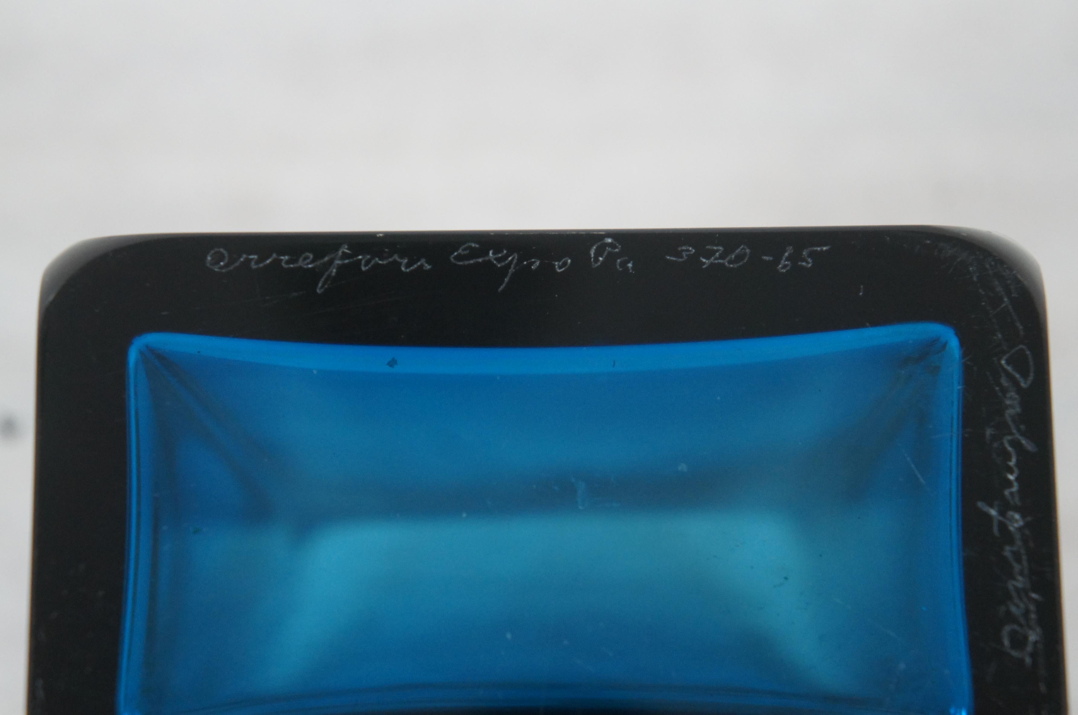 Vaso da fiori blu cobalto di metà secolo di Sven Palmqvist Orrefors Pa Expo 1965 in vendita 2