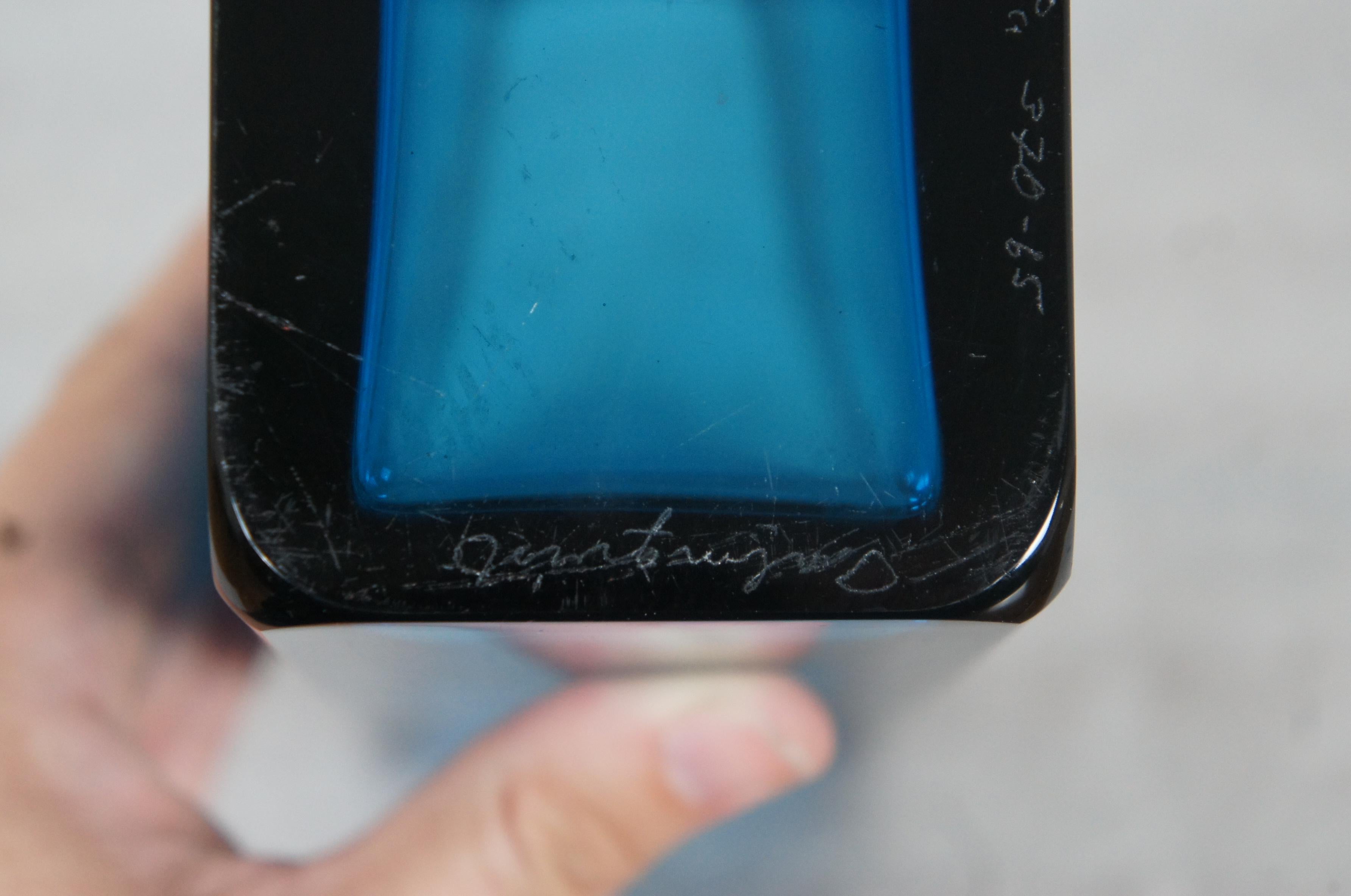 Vaso da fiori blu cobalto di metà secolo di Sven Palmqvist Orrefors Pa Expo 1965 in vendita 3