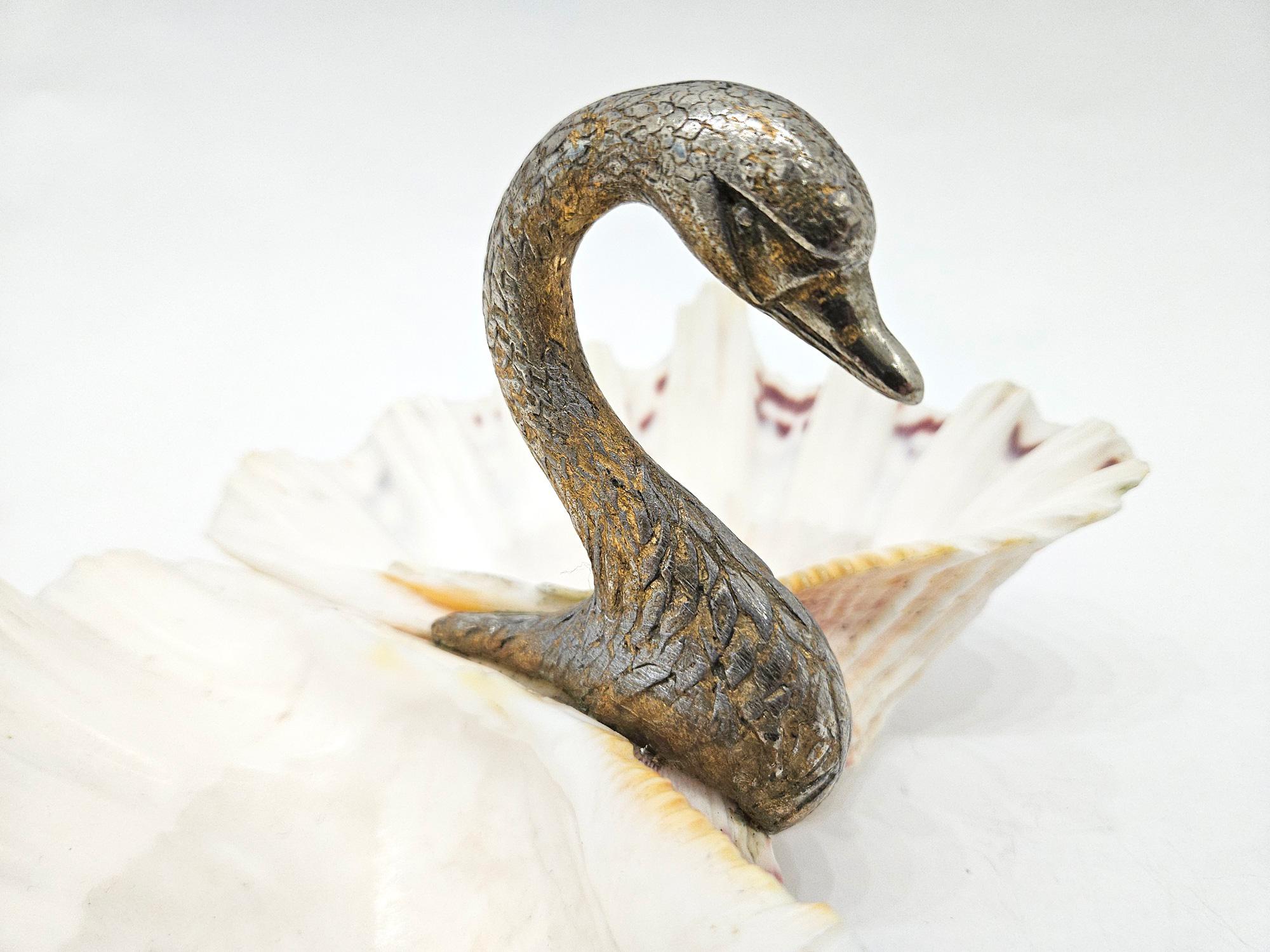 Mid Century Swan Double Clam Shell Dish, Italy, c. 1970 8