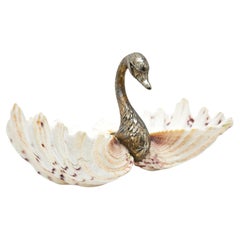 Mid Century Swan Double Clam Shell Dish, Italy, c. 1970