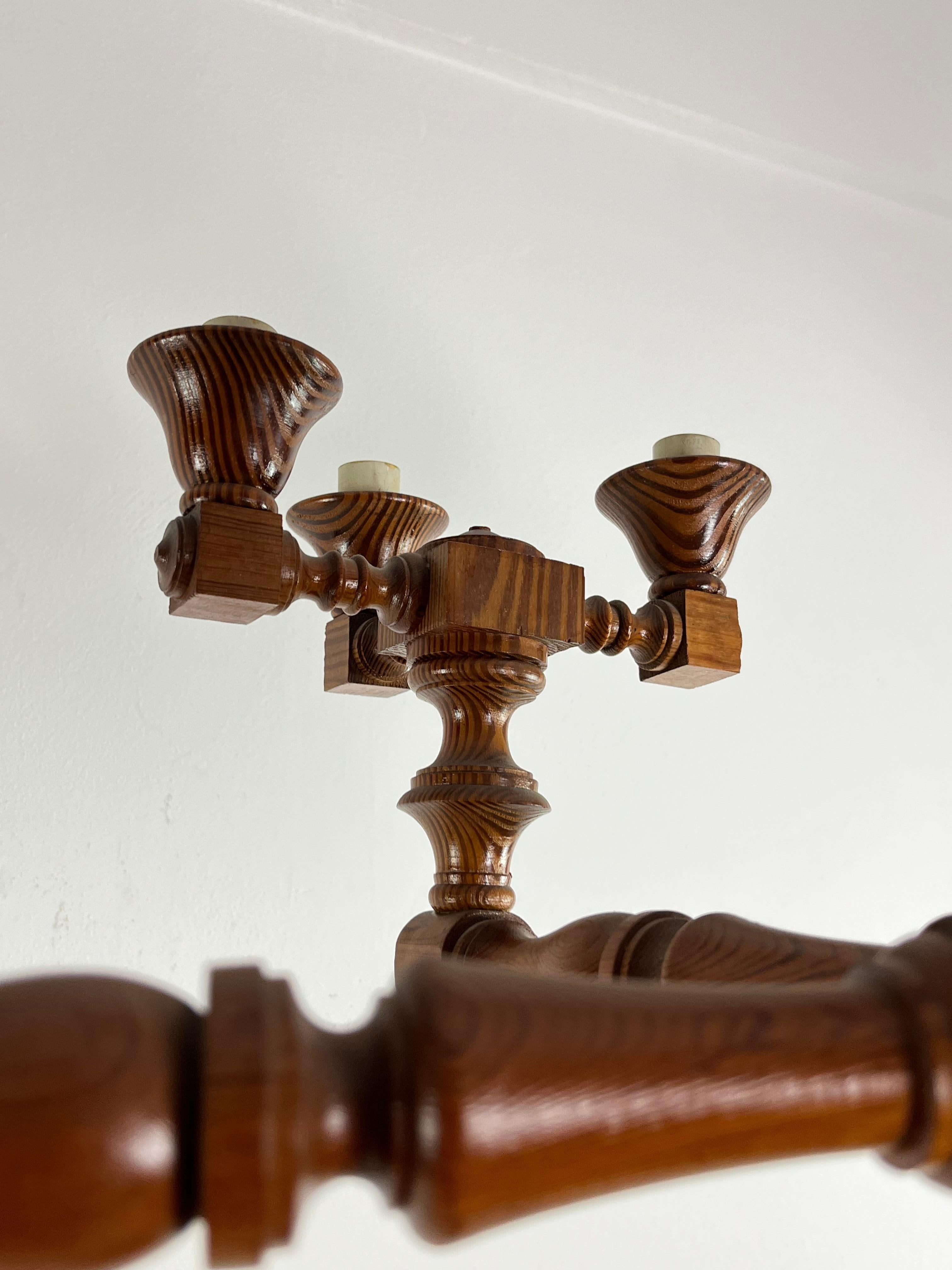 Wood Mid-Century Swedish 15-light Chandelier, 1960s For Sale