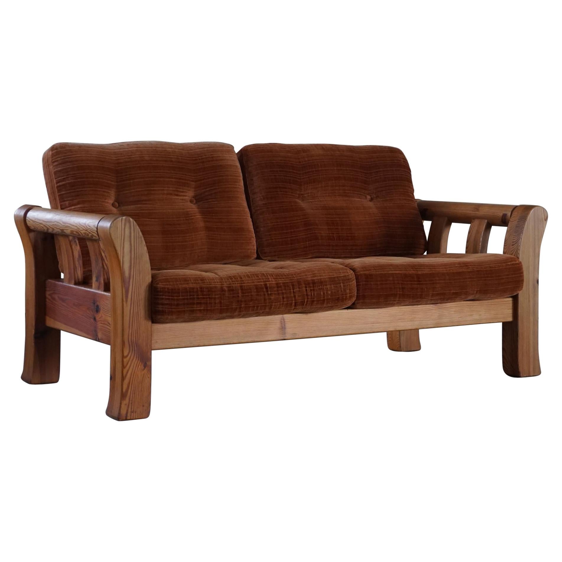 Mid Century Swedish 2 Seater Sofa in Solid Pine, Attributed Östen Kristiansson