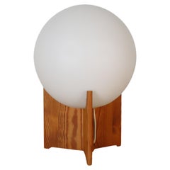 Mid-Century Swedish A/B Markaryd Table Lamp with Milk Glass Globe and Pine Base