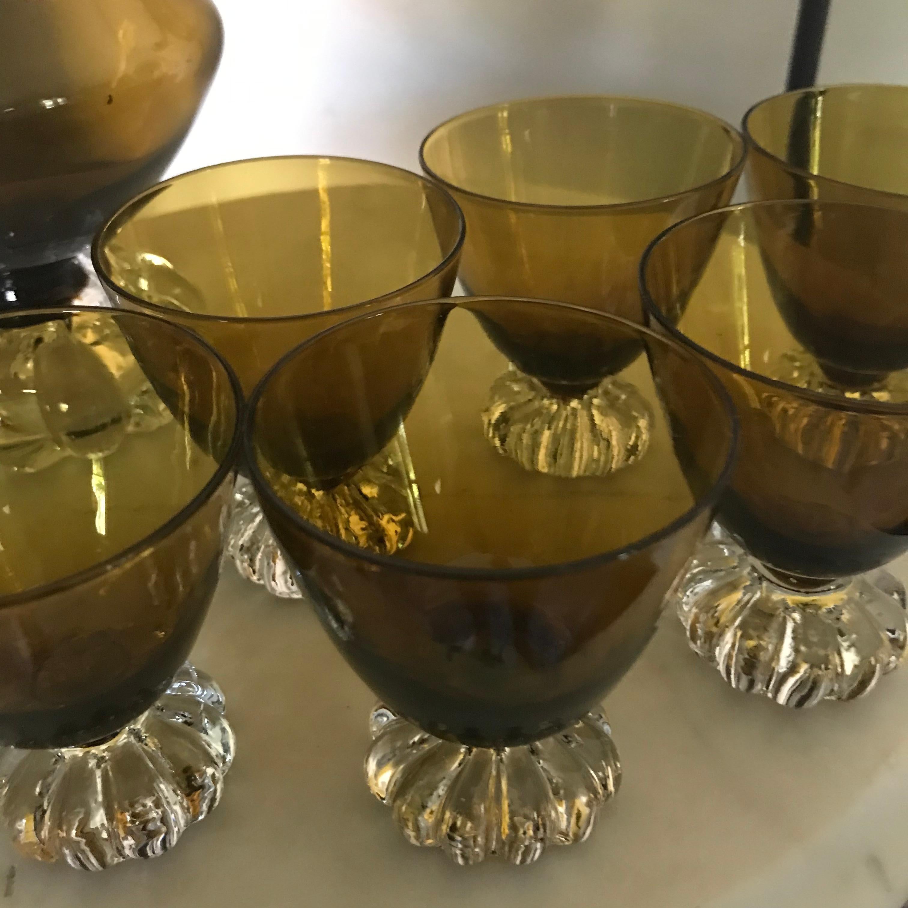 20th Century Mid-Century Swedish Aseda Glasbruk Barware Set- 8 Pieces