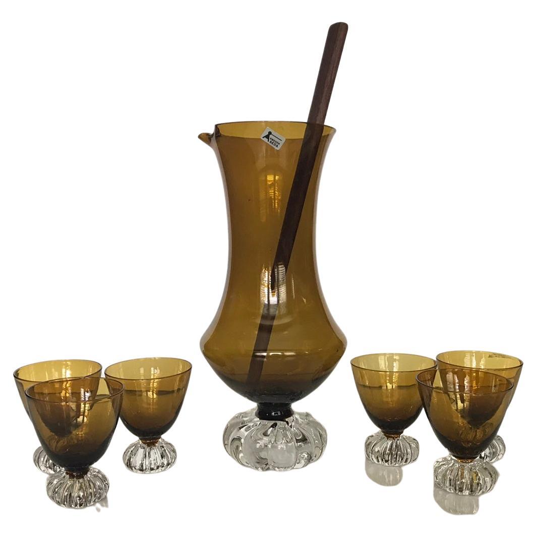 Mid-Century Swedish Aseda Glasbruk Barware Set- 8 Pieces