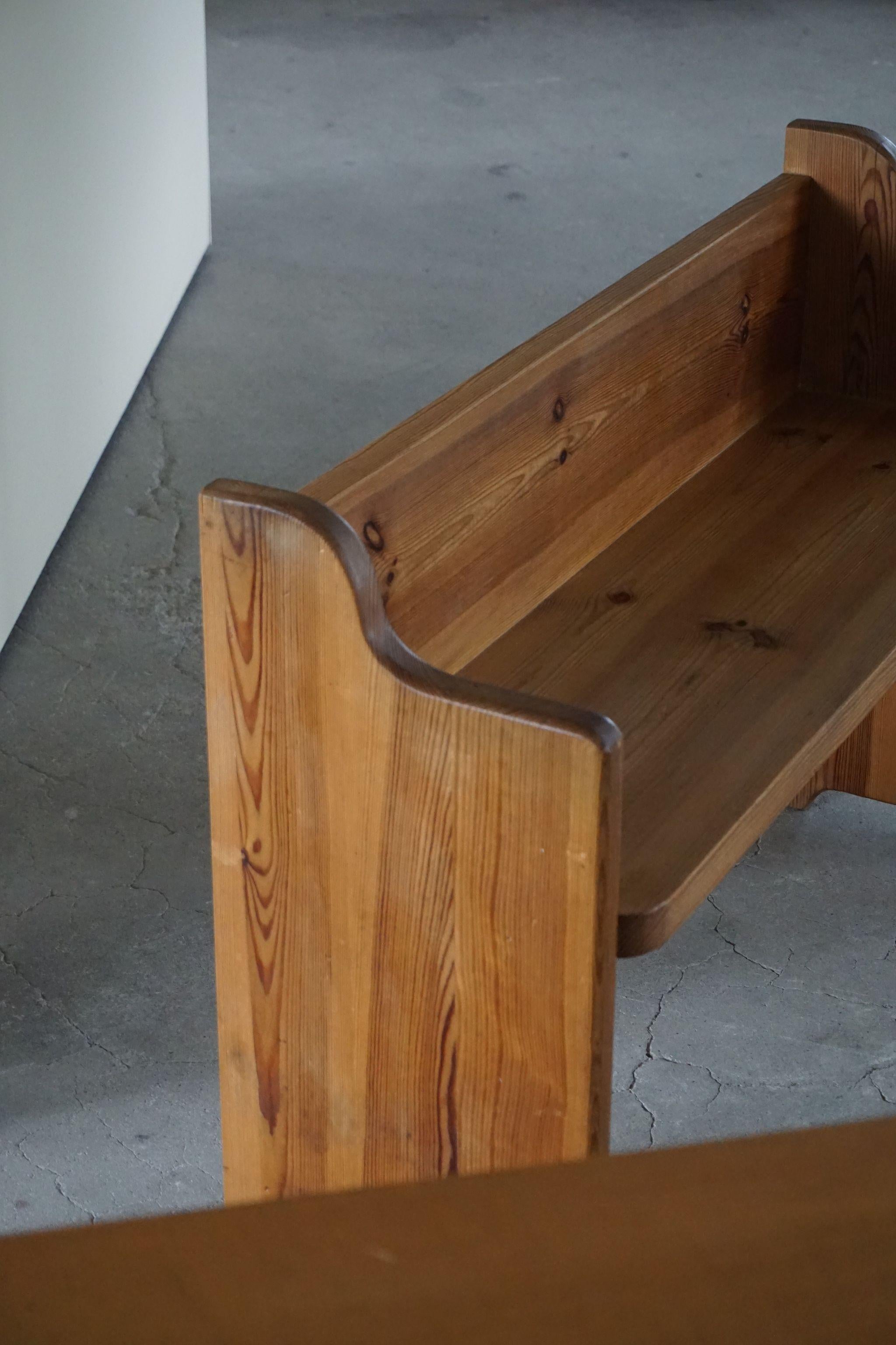 Mid Century Swedish Bench in Solid Pine, in Style of Axel Einar Hjorth, 1950s 4