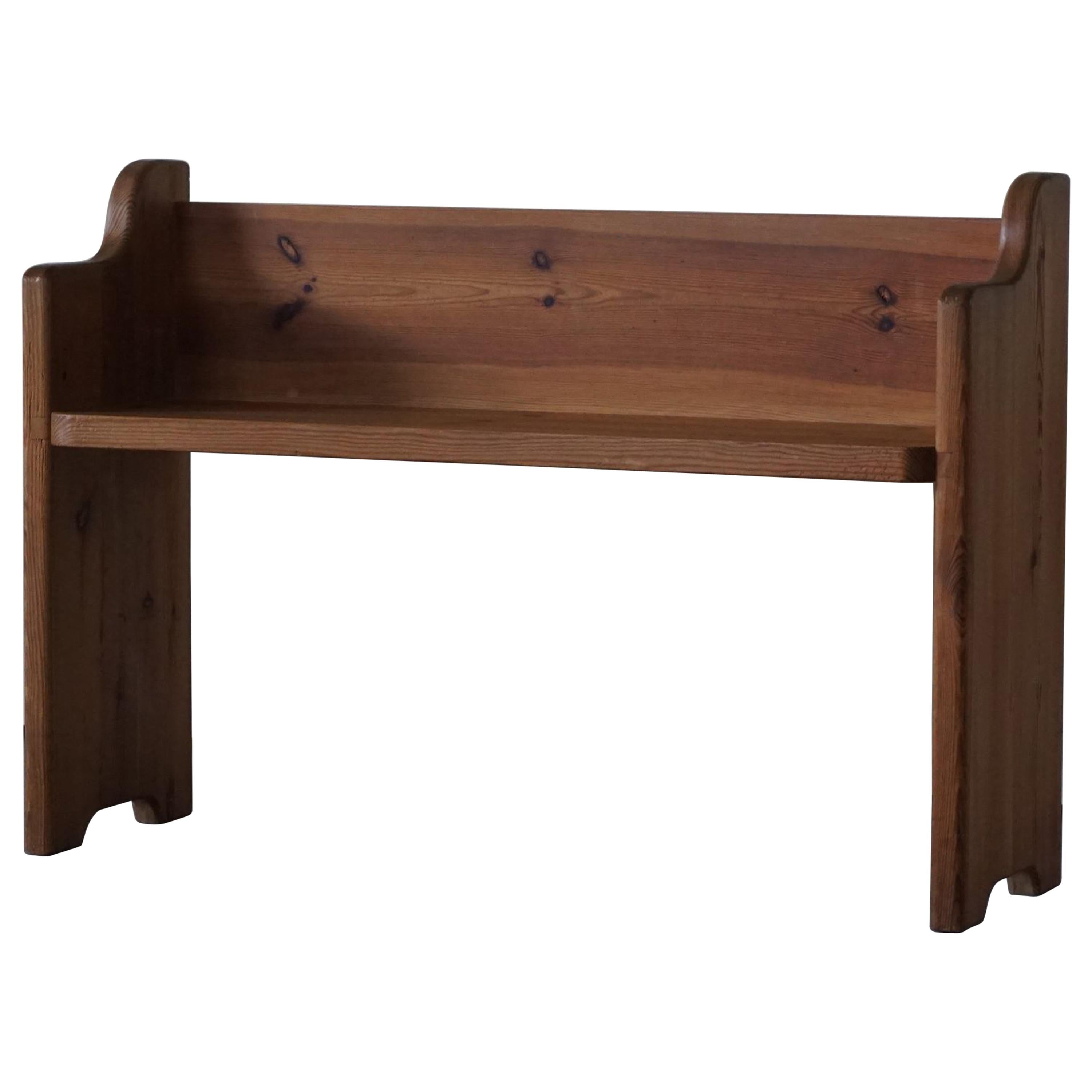 Mid Century Swedish Bench in Solid Pine, in Style of Axel Einar Hjorth, 1950s