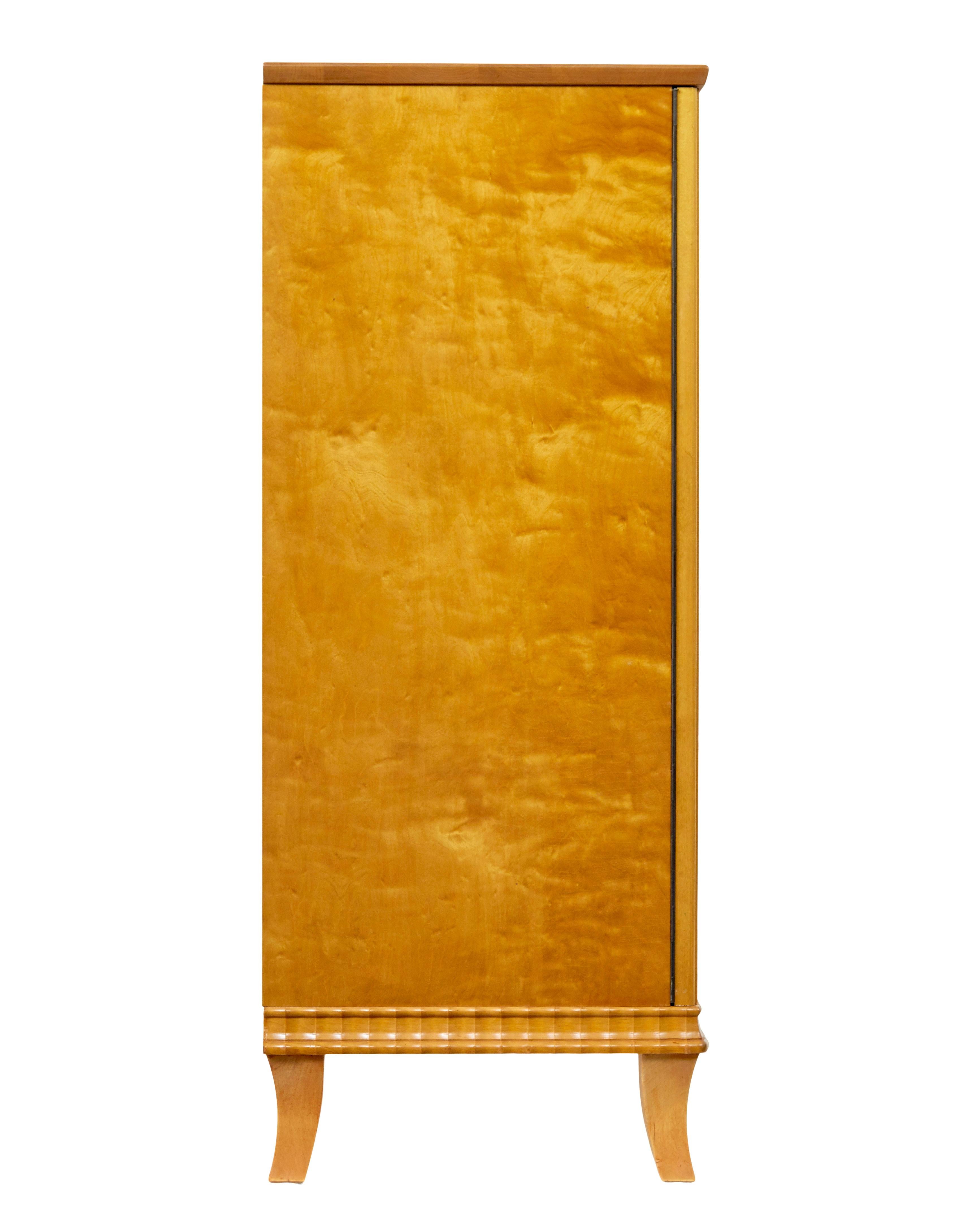 Mid century Swedish birch inlaid sideboard For Sale 1