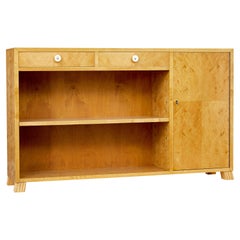 Mid century Swedish birch low open bookcase