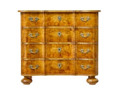 Mid century Swedish birch shaped chest of drawers