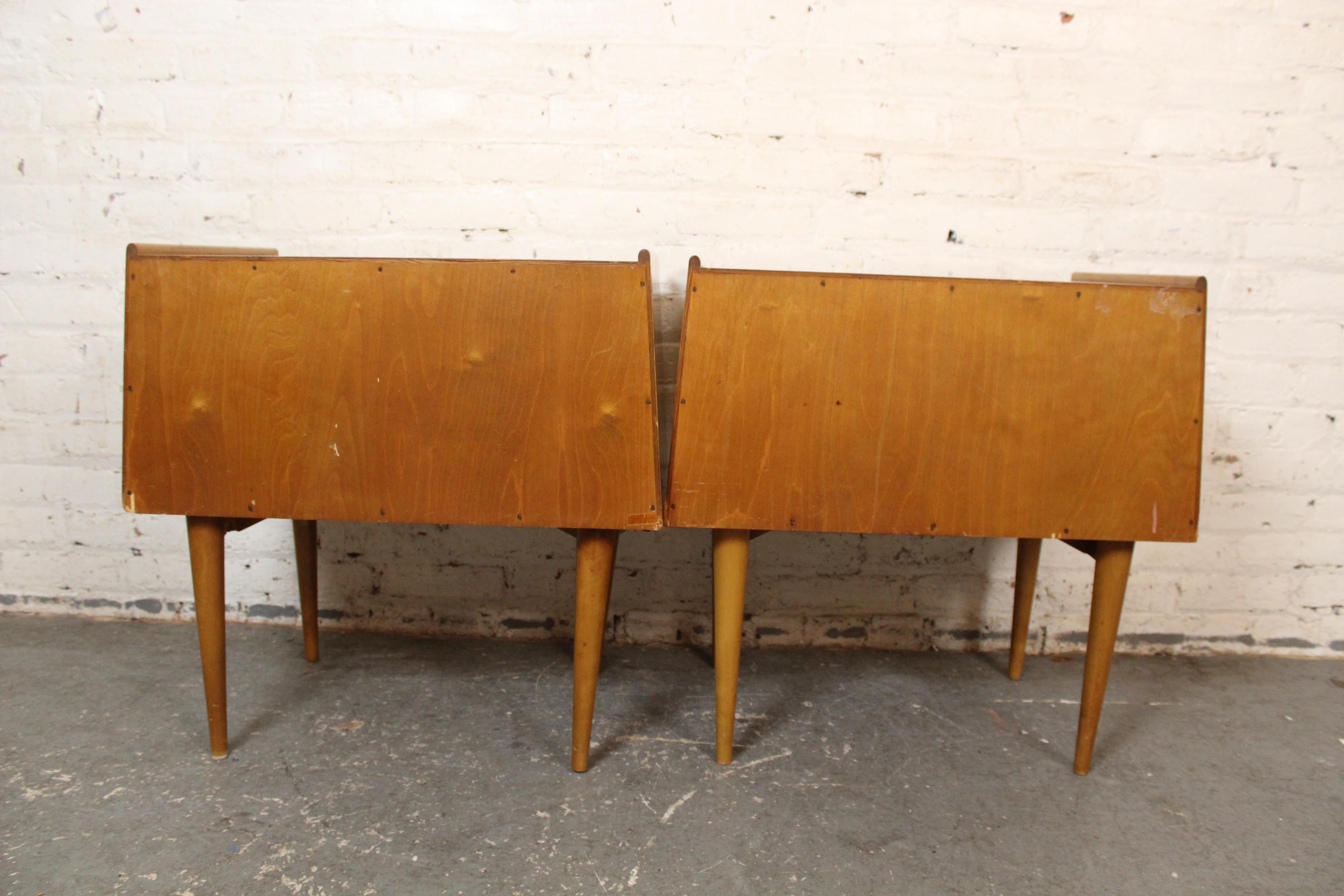 Mid-Century Swedish Birch Trapezoidal Nightstands by Edmond Spence For Sale 4