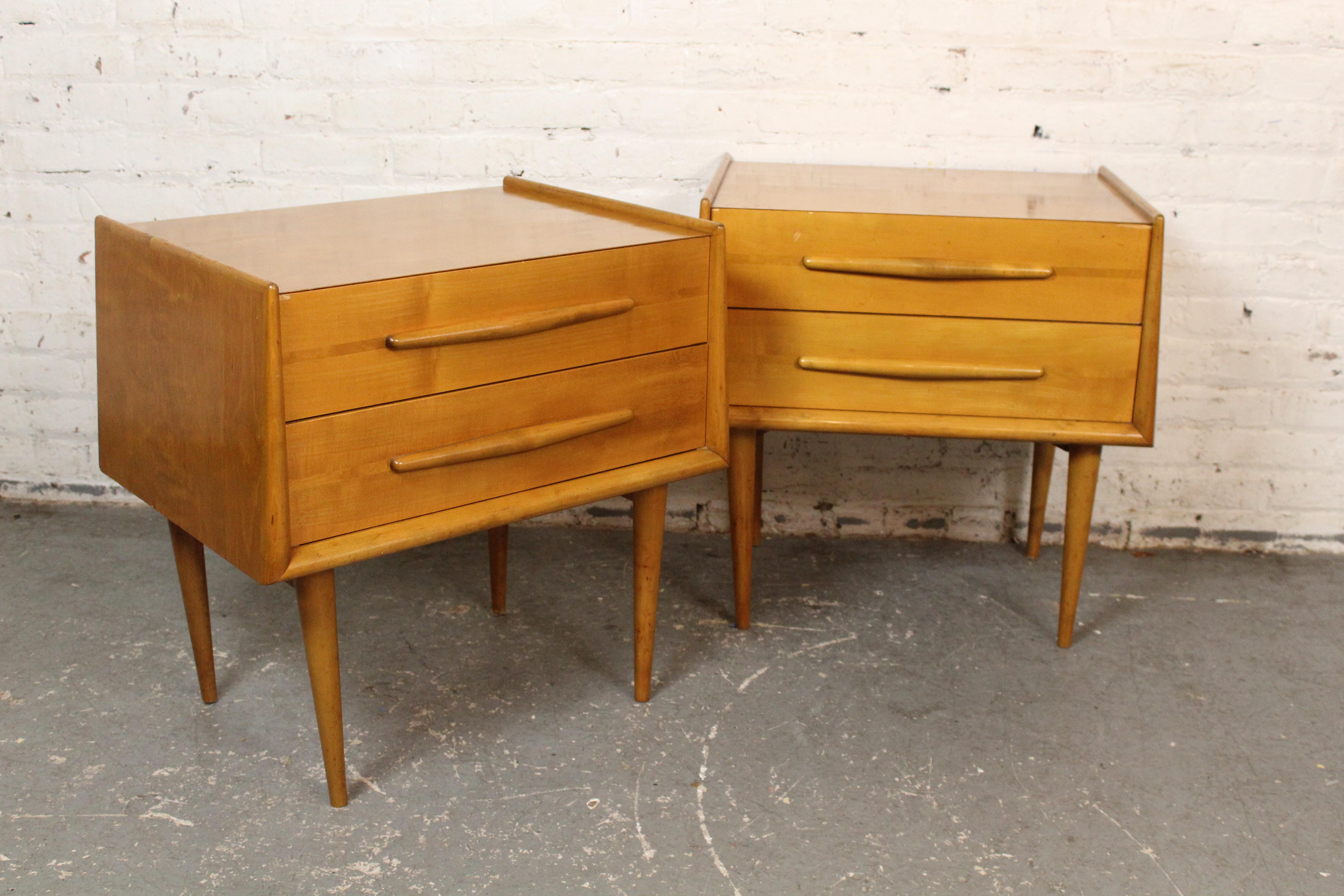 Mid-Century Swedish Birch Trapezoidal Nightstands by Edmond Spence For Sale 12
