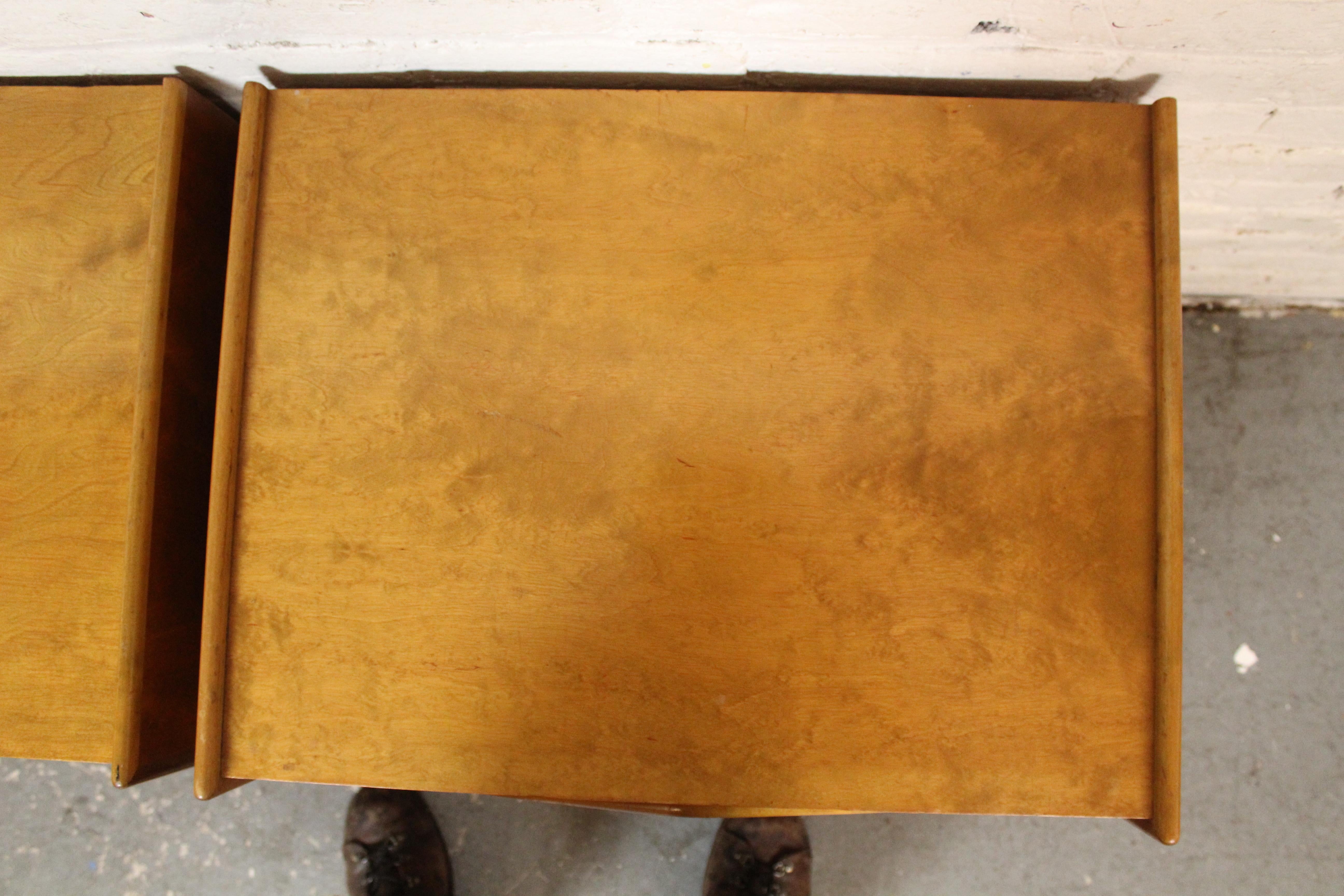 Mid-Century Swedish Birch Trapezoidal Nightstands by Edmond Spence For Sale 1