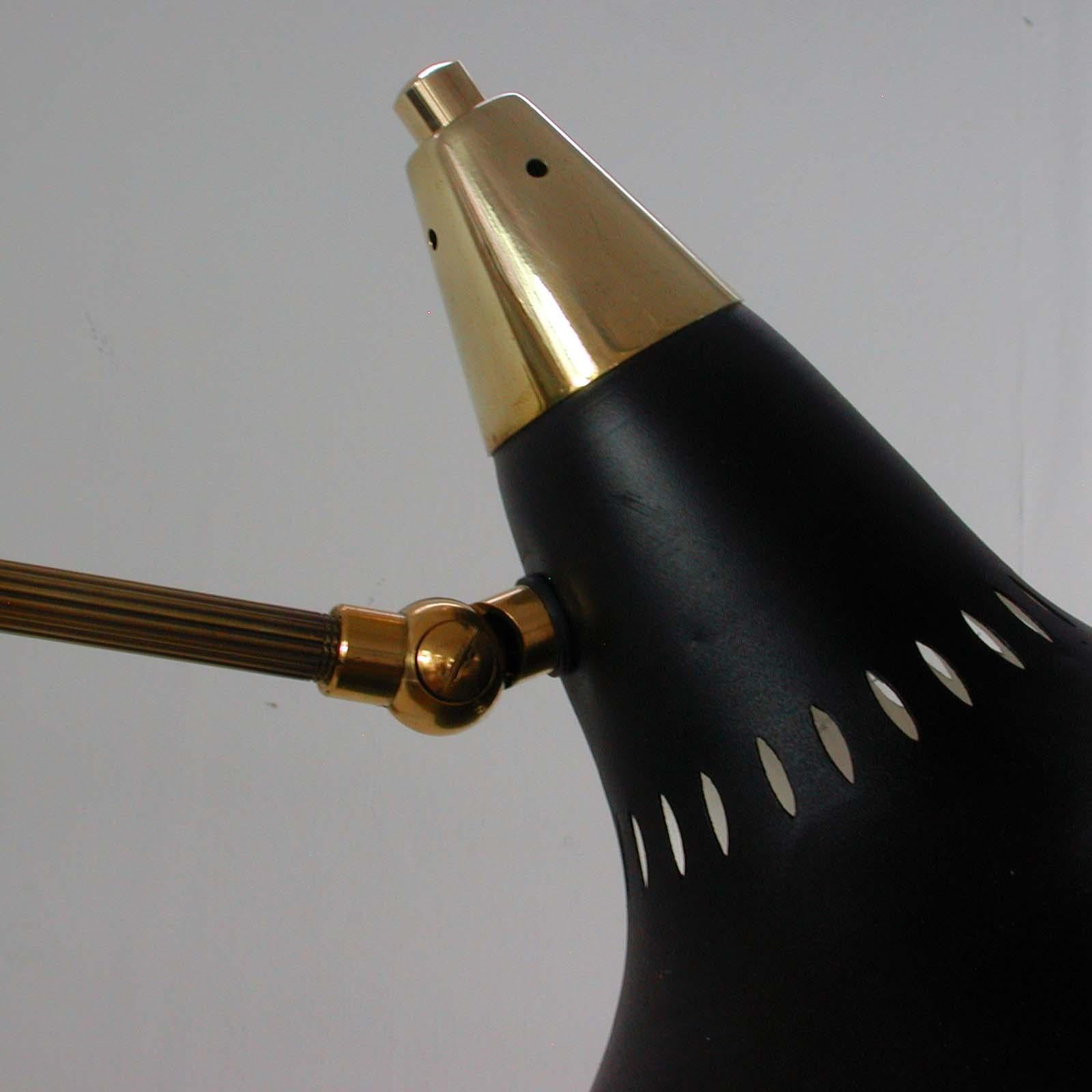 Mid-20th Century Midcentury Swedish Black and Brass Articulating Wall Light Sconce, 1950s