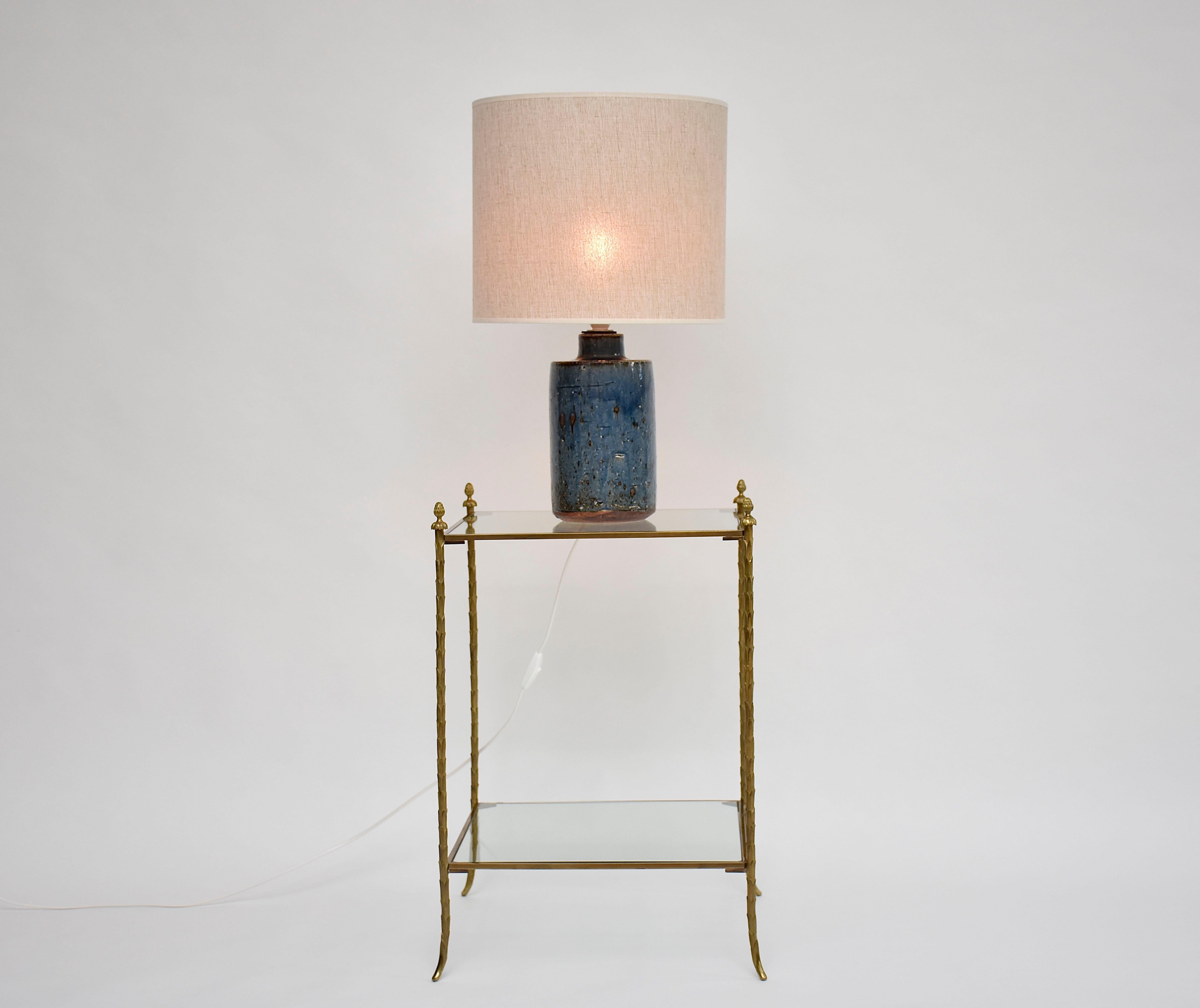Scandinavian Modern Mid-century Swedish blue ceramic table lamp by Marianne Westman 1960 For Sale