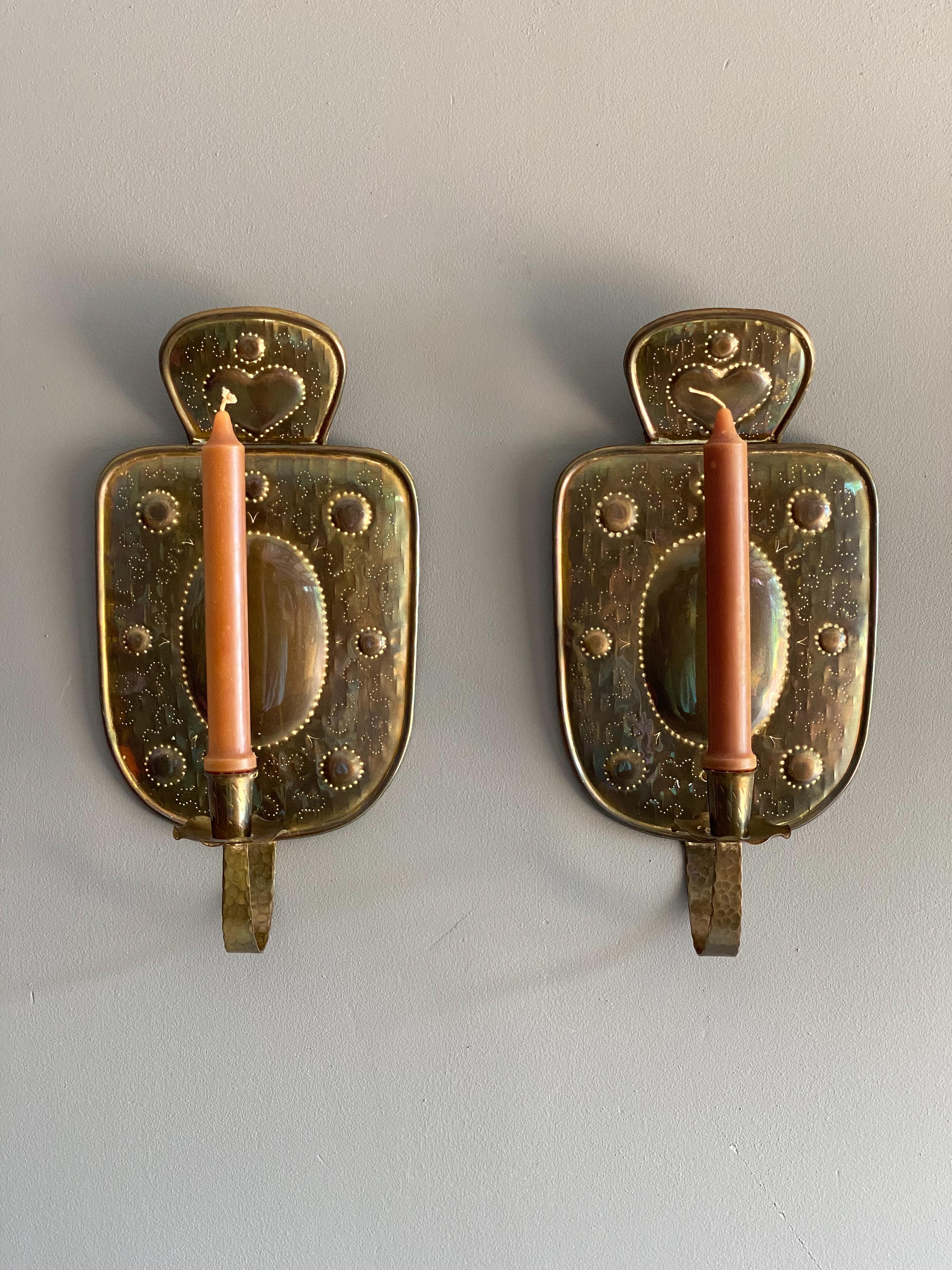 Mid-Century Modern Mid Century Swedish Brass Sconces 'pair'