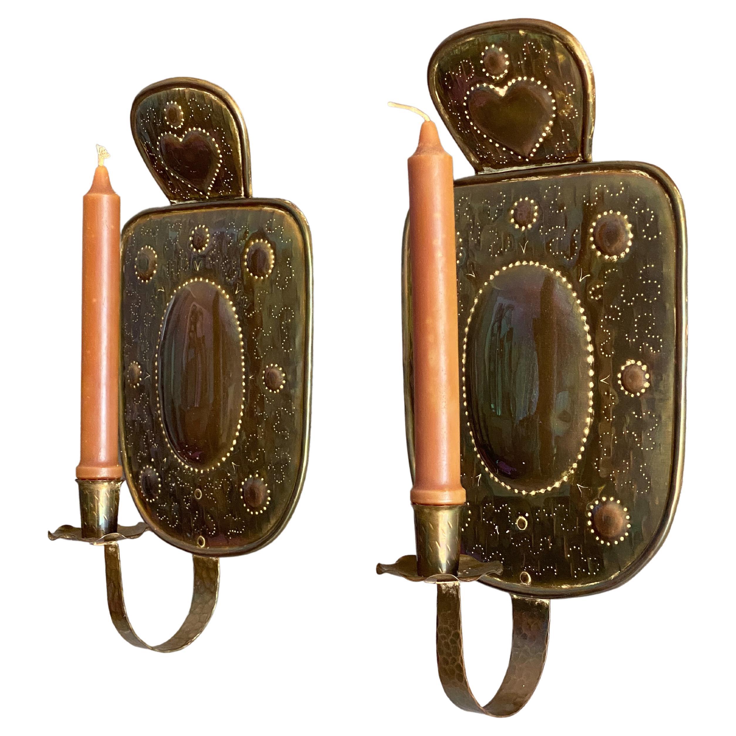 Mid Century Swedish Brass Sconces 'pair'