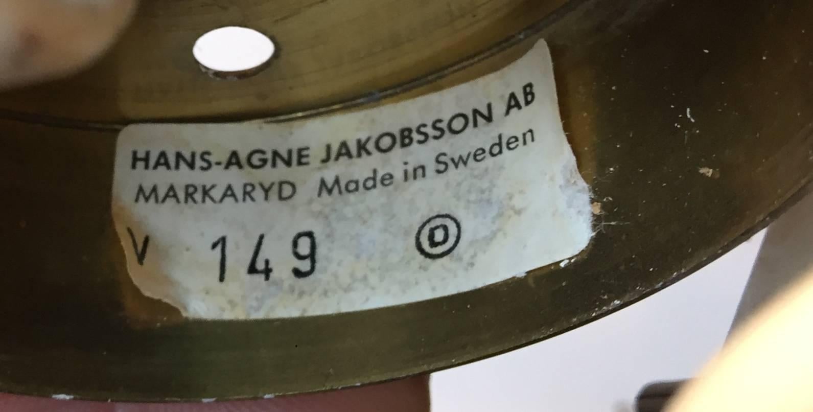 Mid-Century Modern Midcentury Swedish Brass and Smoke Glass Globe Sconce by Hans-Agne Jakobsson
