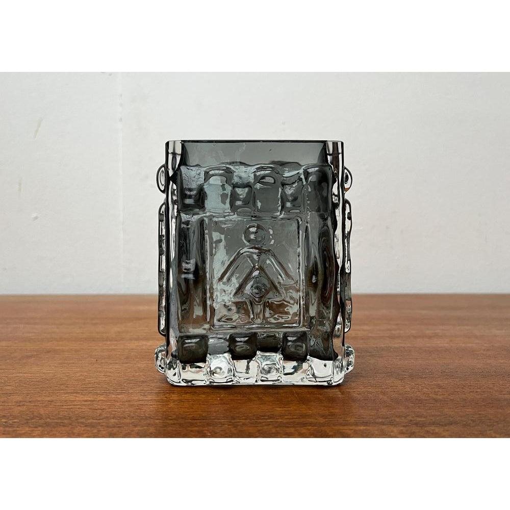 Mid-Century Swedish Brutalist Bubble Glass Block Vase by Josef Schott, 1960s For Sale 5