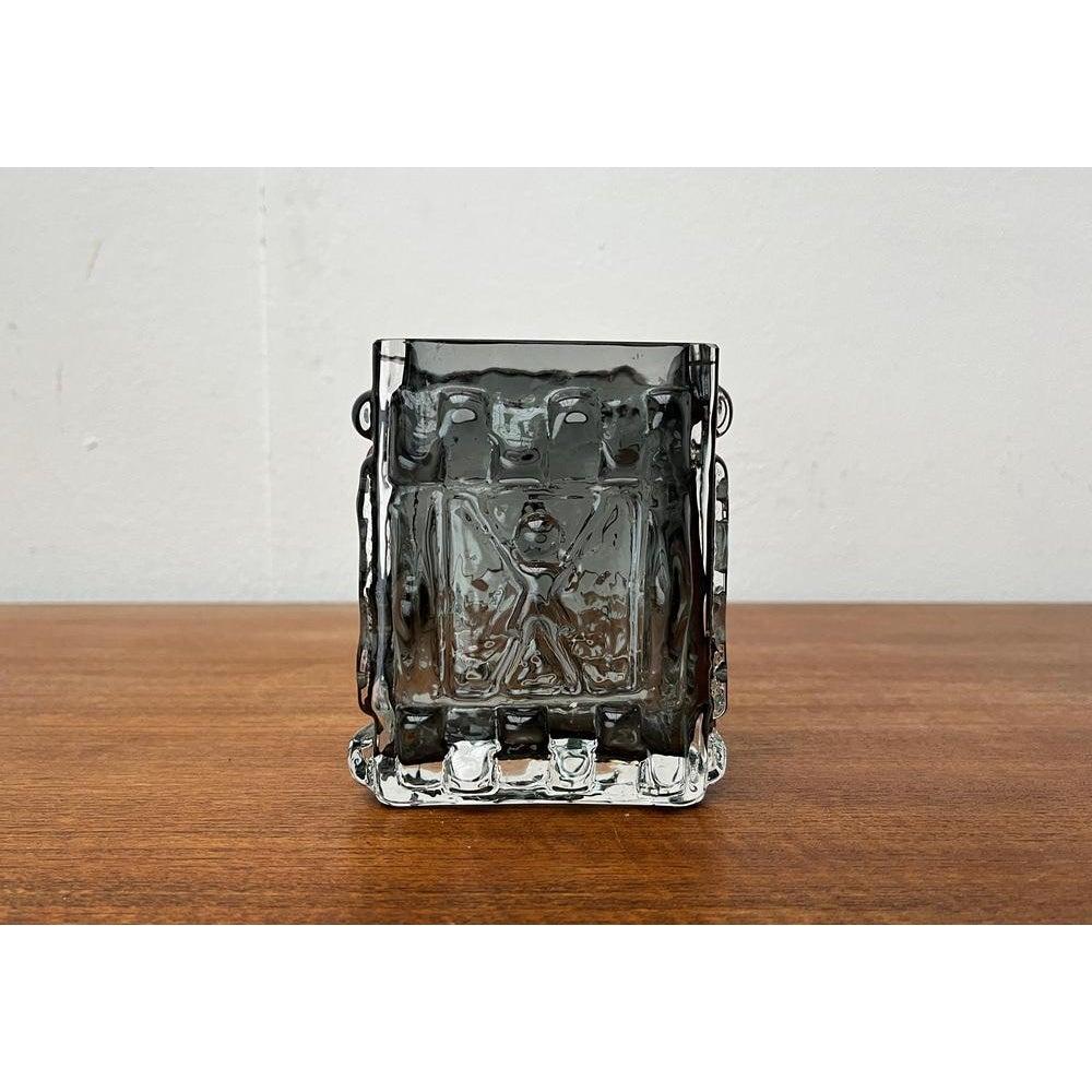 Mid-Century Swedish Brutalist Bubble Glass Block Vase by Josef Schott, 1960s For Sale 7