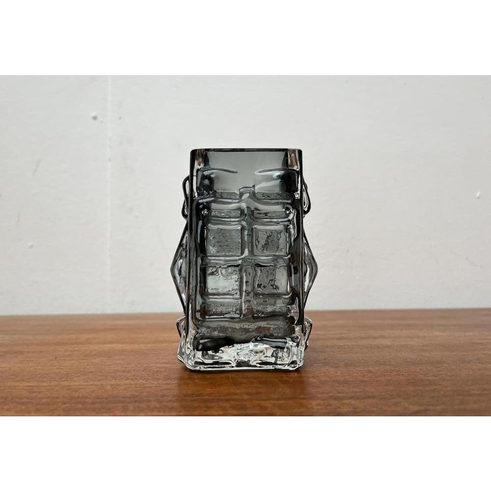 Mid-Century Swedish Brutalist Bubble Glass Block Vase by Josef Schott for Smålandshyttan, 1960s, in Very Good conditions. Designed 1960 to 1969 official proof of authenticity such as vintage catalogs, designer records.

Additional