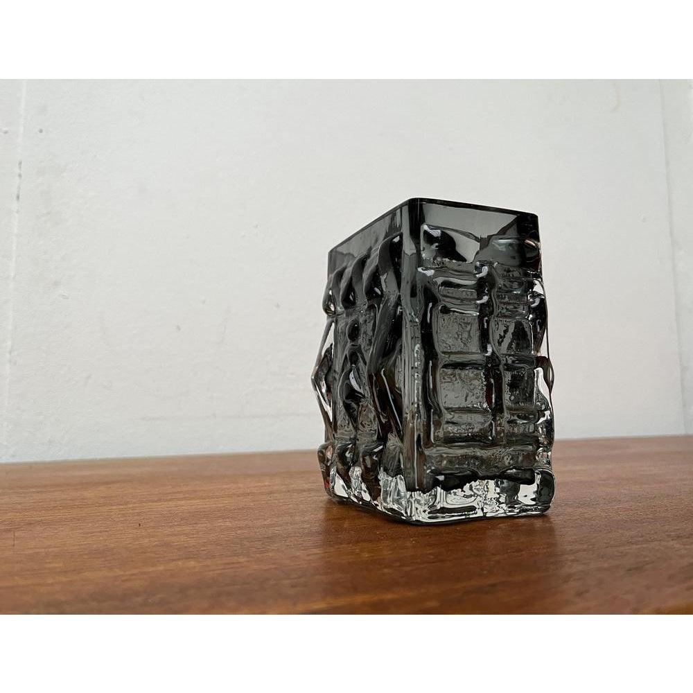 Mid-Century Modern Mid-Century Swedish Brutalist Bubble Glass Block Vase by Josef Schott, 1960s For Sale