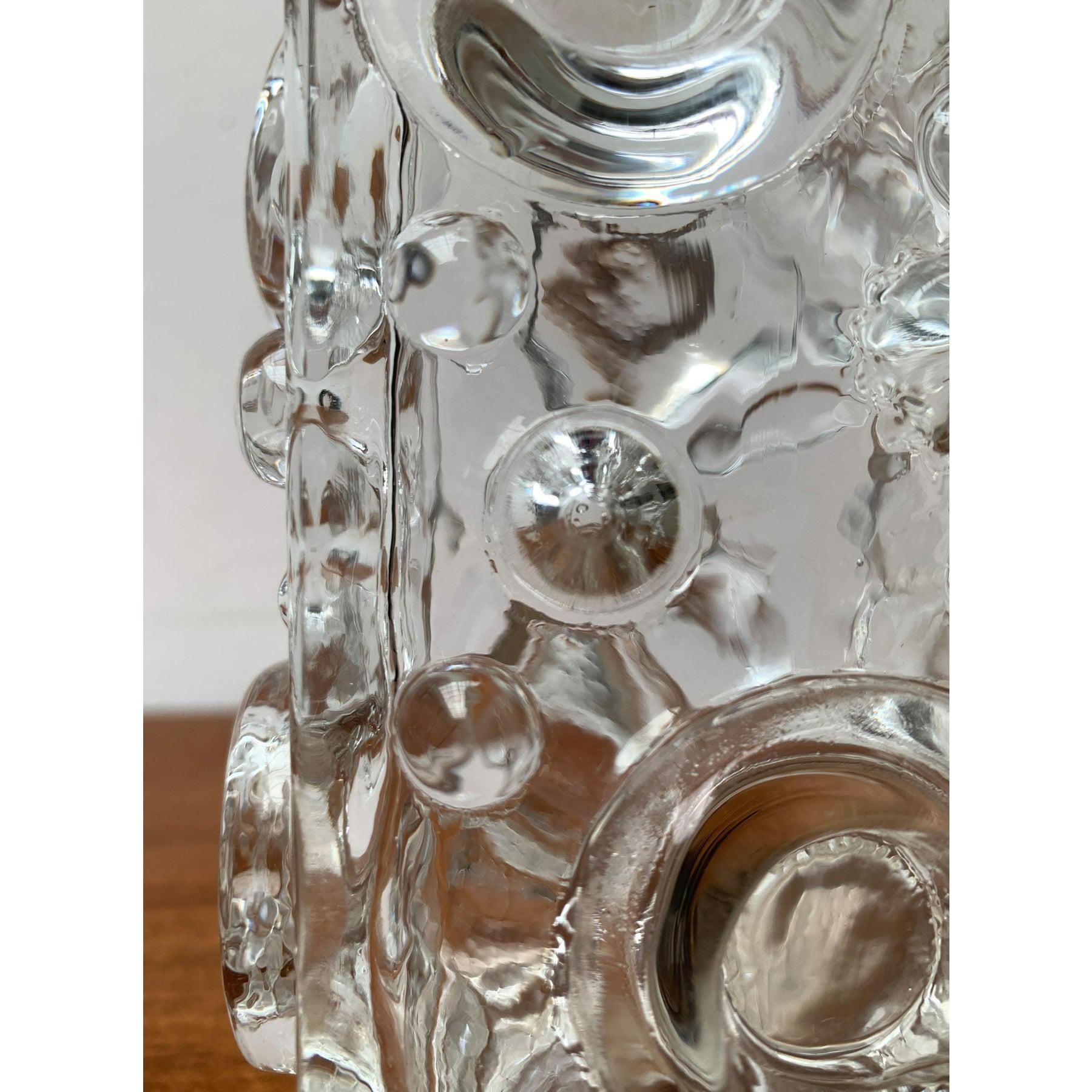 20th Century Mid-Century Swedish Brutalist Bubble Glass Block Vase by Josef Schott, 1960s For Sale
