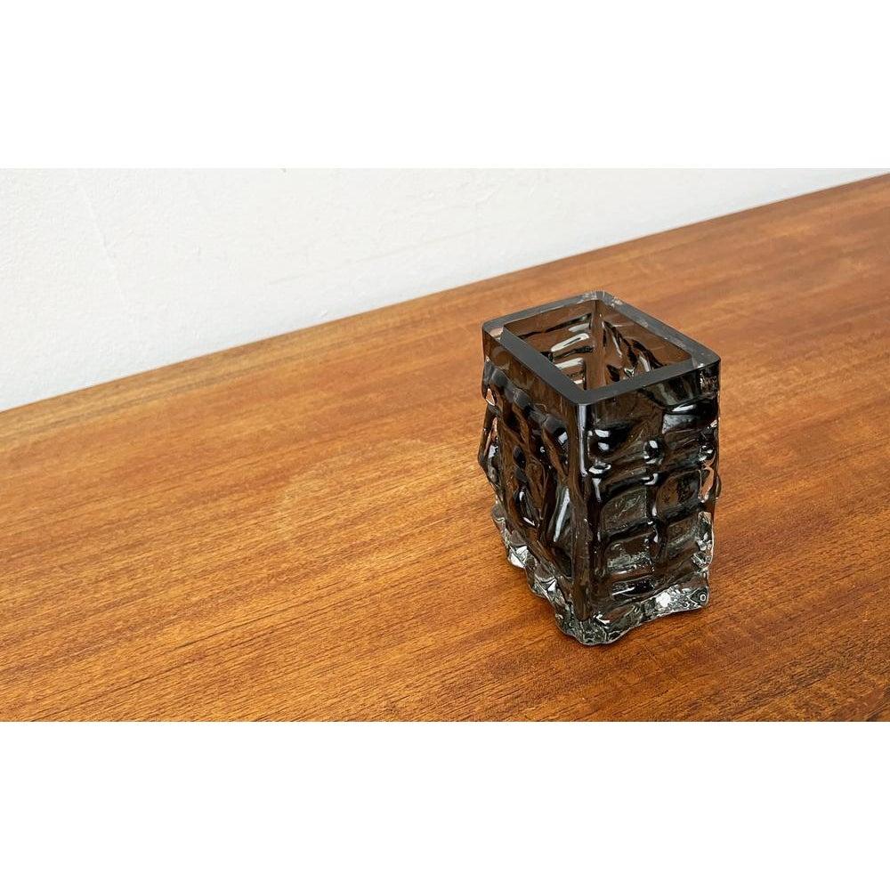 Mid-Century Swedish Brutalist Bubble Glass Block Vase by Josef Schott, 1960s In Excellent Condition For Sale In Hamburg, DE