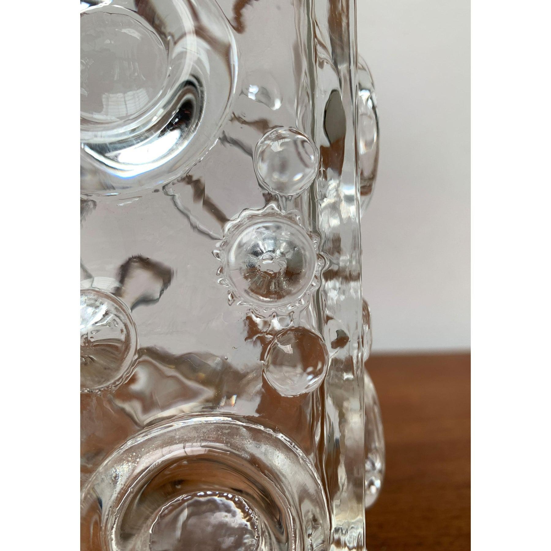 Mid-Century Swedish Brutalist Bubble Glass Block Vase by Josef Schott, 1960s For Sale 3
