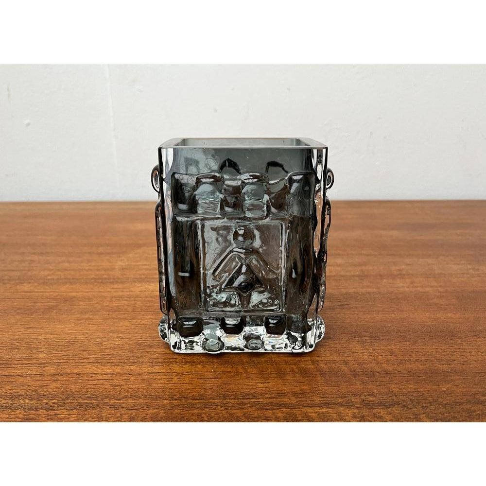 Mid-Century Swedish Brutalist Bubble Glass Block Vase by Josef Schott, 1960s For Sale 2