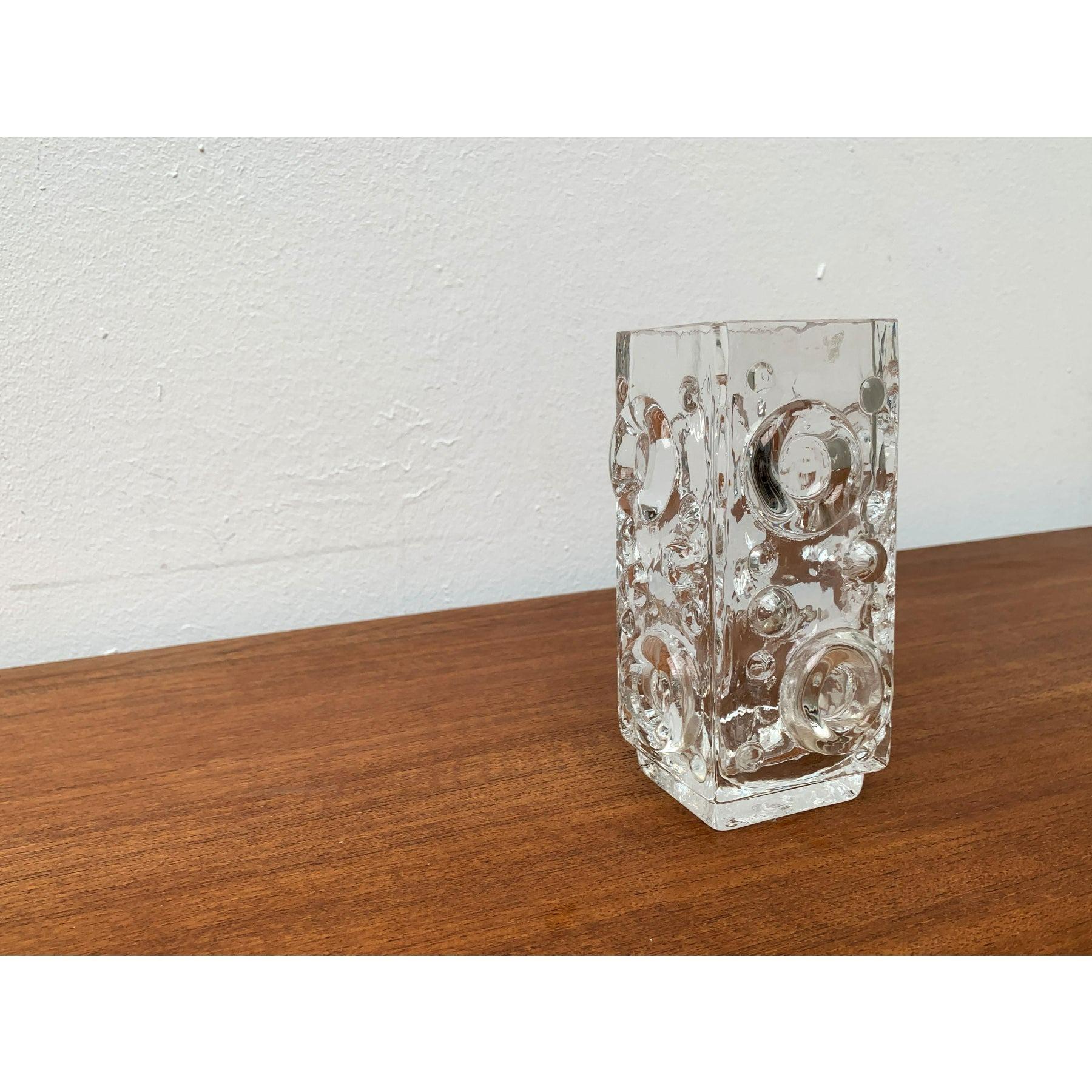 Mid-Century Swedish Brutalist Bubble Glass Block Vase by Josef Schott, 1960s For Sale 4