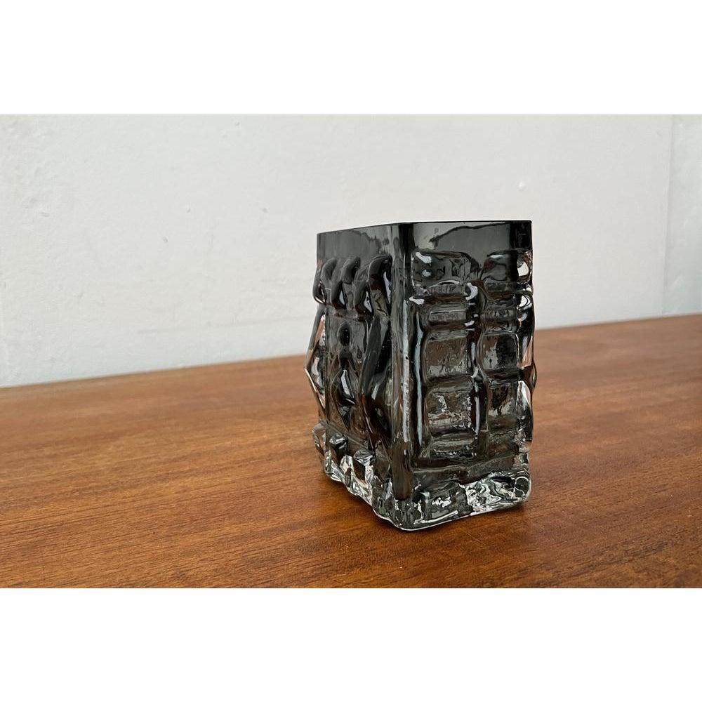 Mid-Century Swedish Brutalist Bubble Glass Block Vase by Josef Schott, 1960s For Sale 3