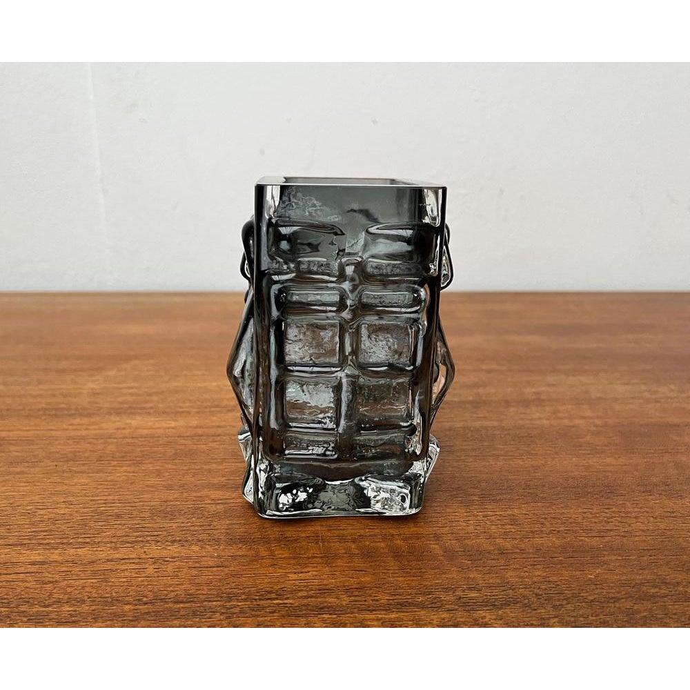 Mid-Century Swedish Brutalist Bubble Glass Block Vase by Josef Schott, 1960s For Sale 4