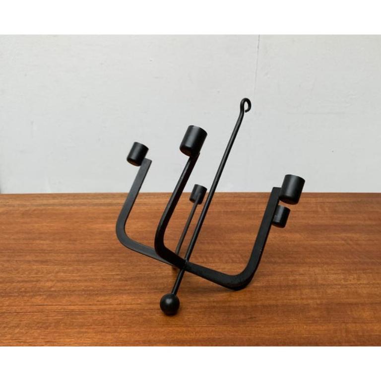 20th Century Mid-Century Swedish Brutalist Metal Candleholder by Hans Lind for Ystad, 1960s For Sale