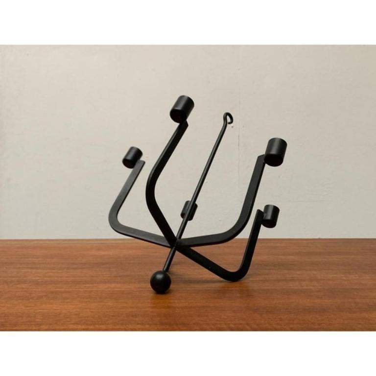 Mid-Century Swedish Brutalist Metal Candleholder by Hans Lind for Ystad, 1960s For Sale 2