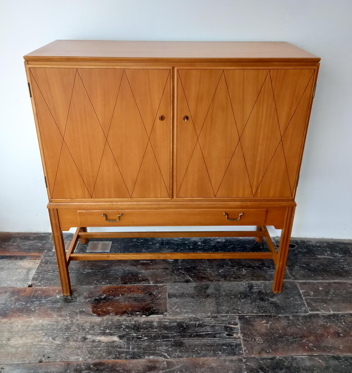 Inlay Mid-Century Swedish Cabinet by Carl-Axel Acking for Nordiska Kompaniet, 1953  For Sale