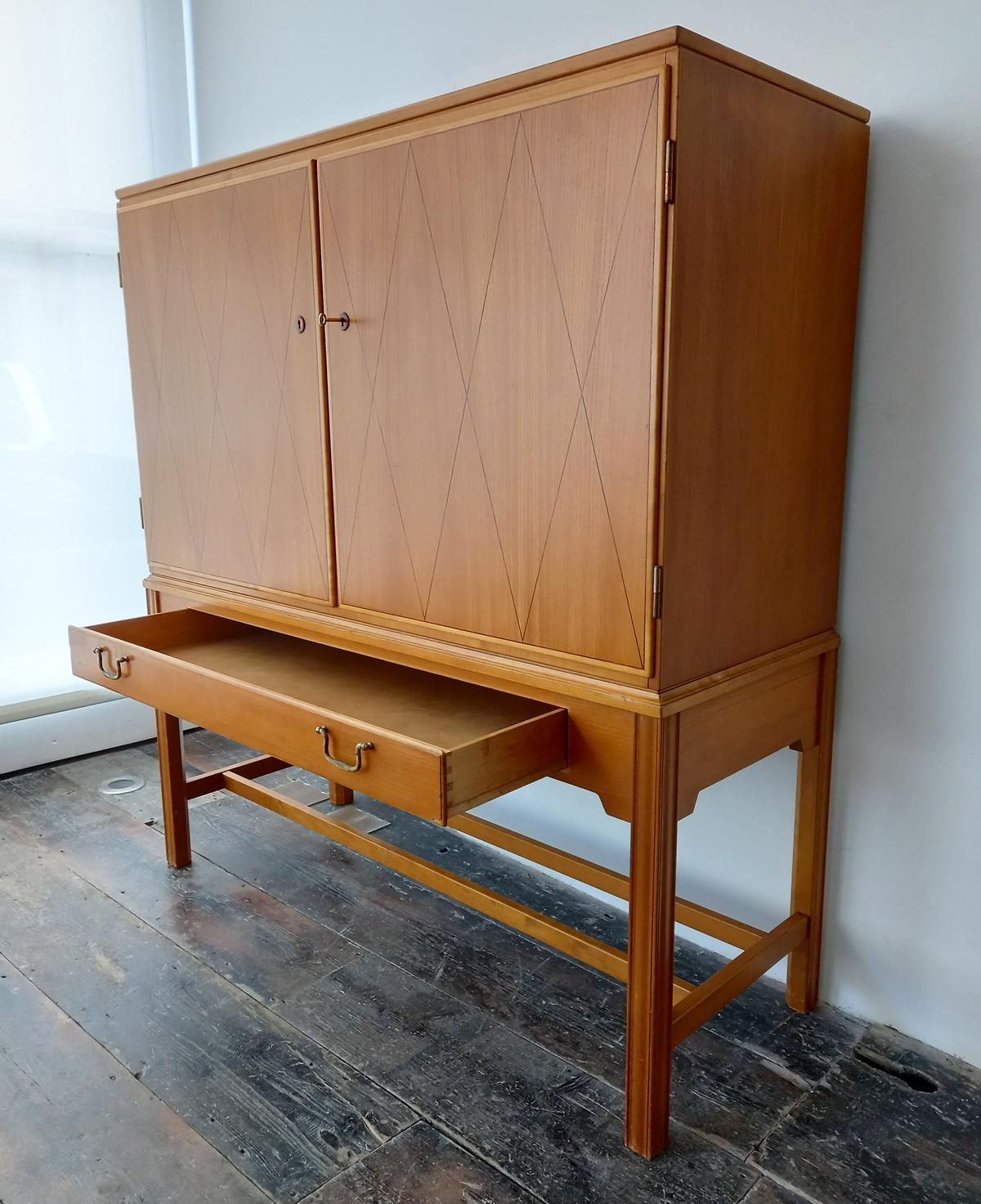 Birch Mid-Century Swedish Cabinet by Carl-Axel Acking for Nordiska Kompaniet, 1953  For Sale