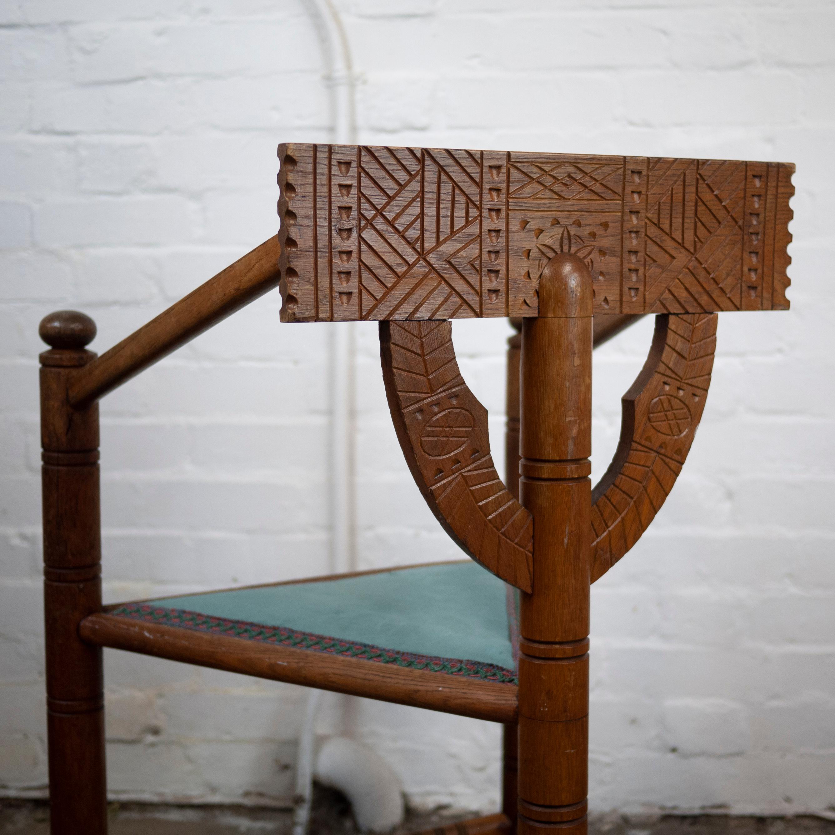 Mid-Century Swedish Carved Monk Chair in Oak, 1950s 2