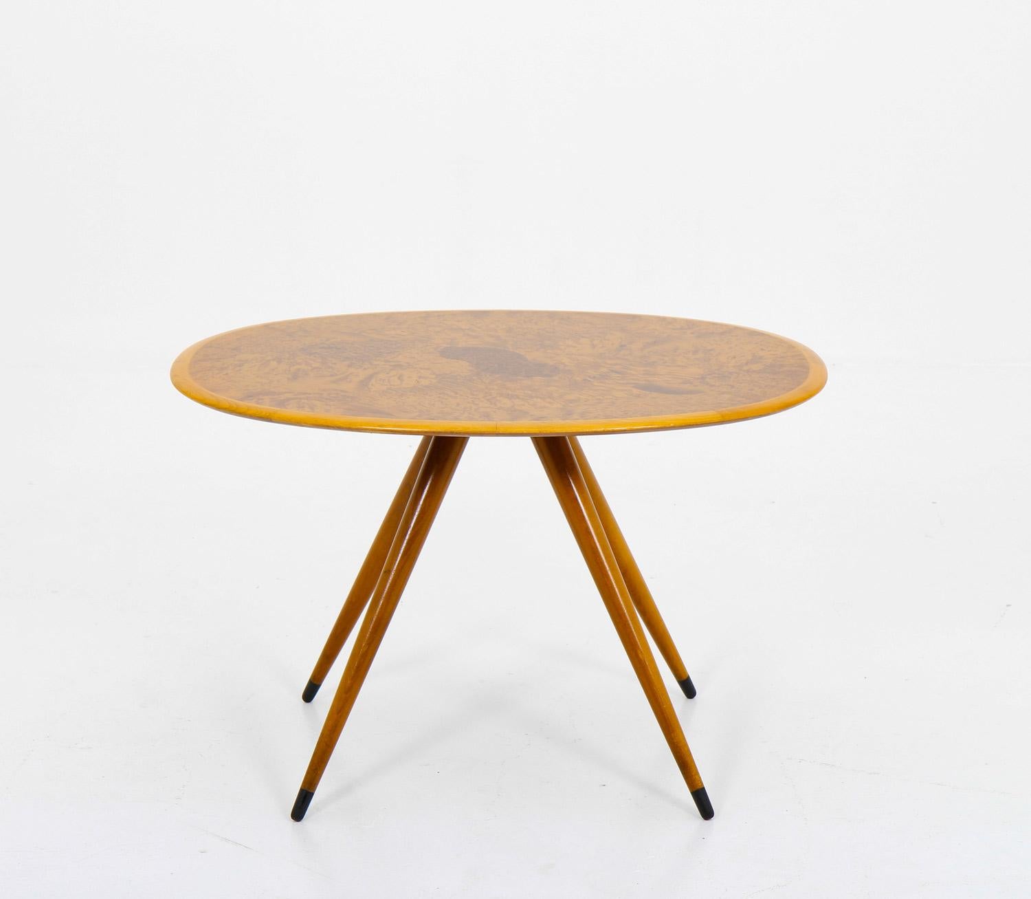 Scandinavian Modern Mid Century Swedish Coffee Table with Elm Root Inlay For Sale