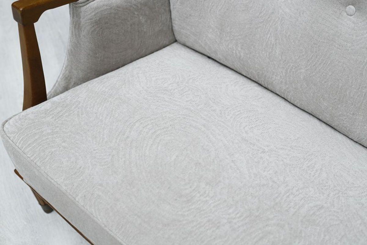 Beech Mid Century Swedish Curved Back Lounge Sofa