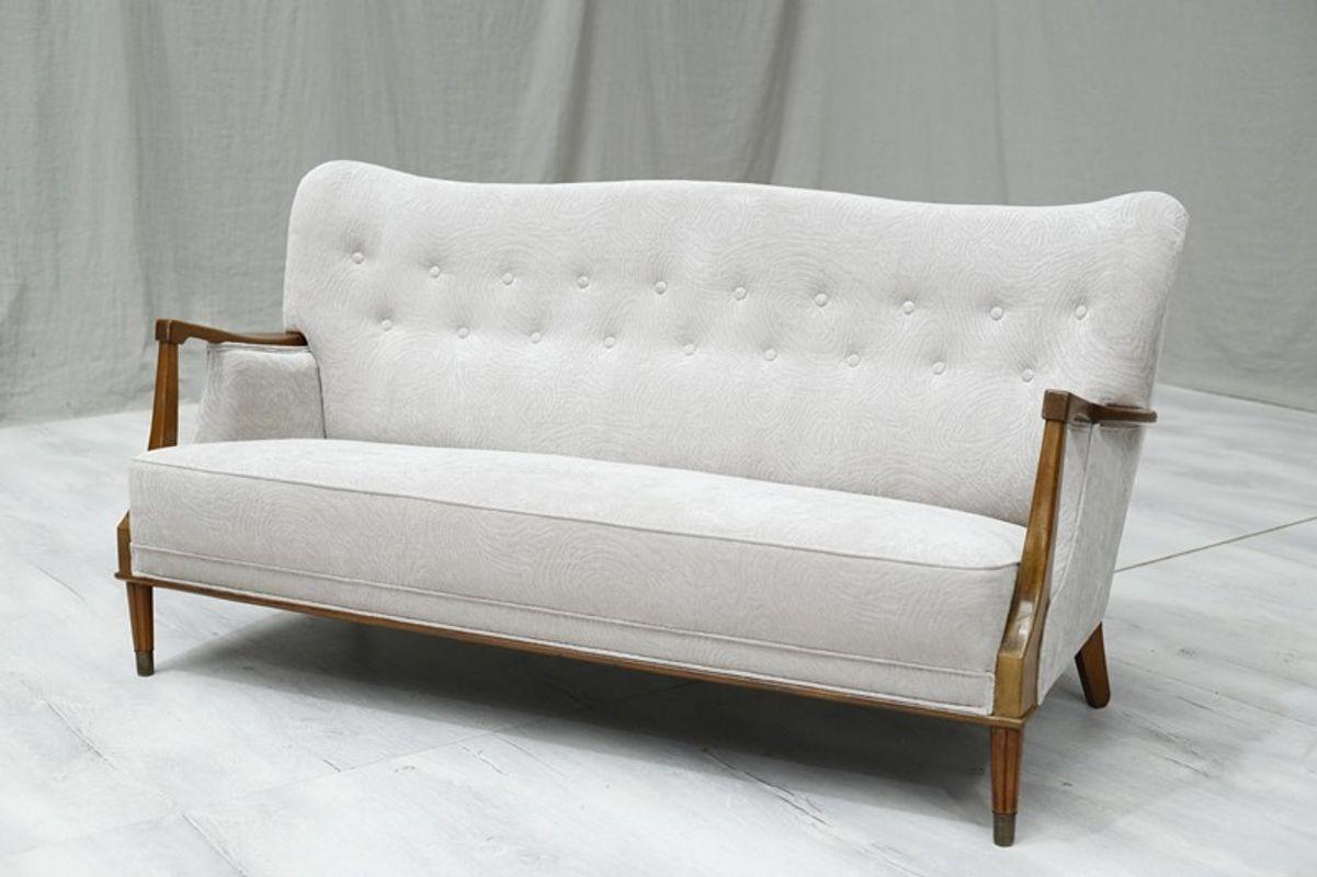 Mid Century Swedish Curved Back Lounge Sofa 2