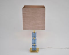 Mid-century Swedish design blue glass table lamp