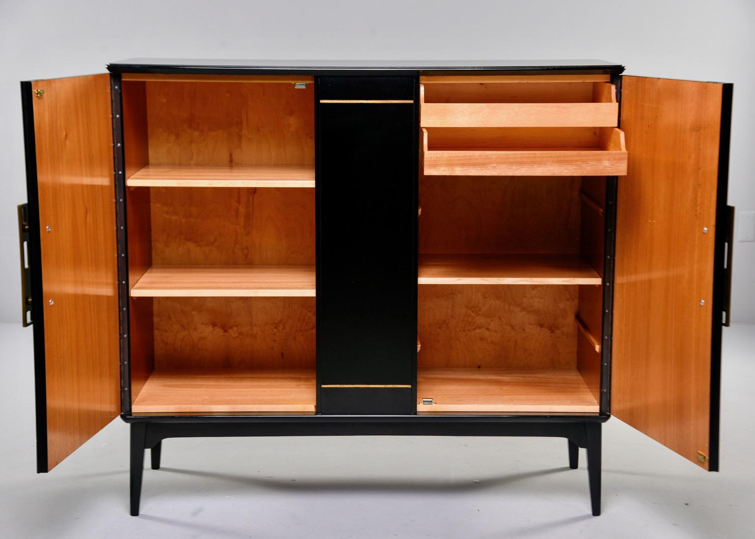 Midcentury Swedish Ebonized Two-Door Cabinet with New Brass Hardware 1