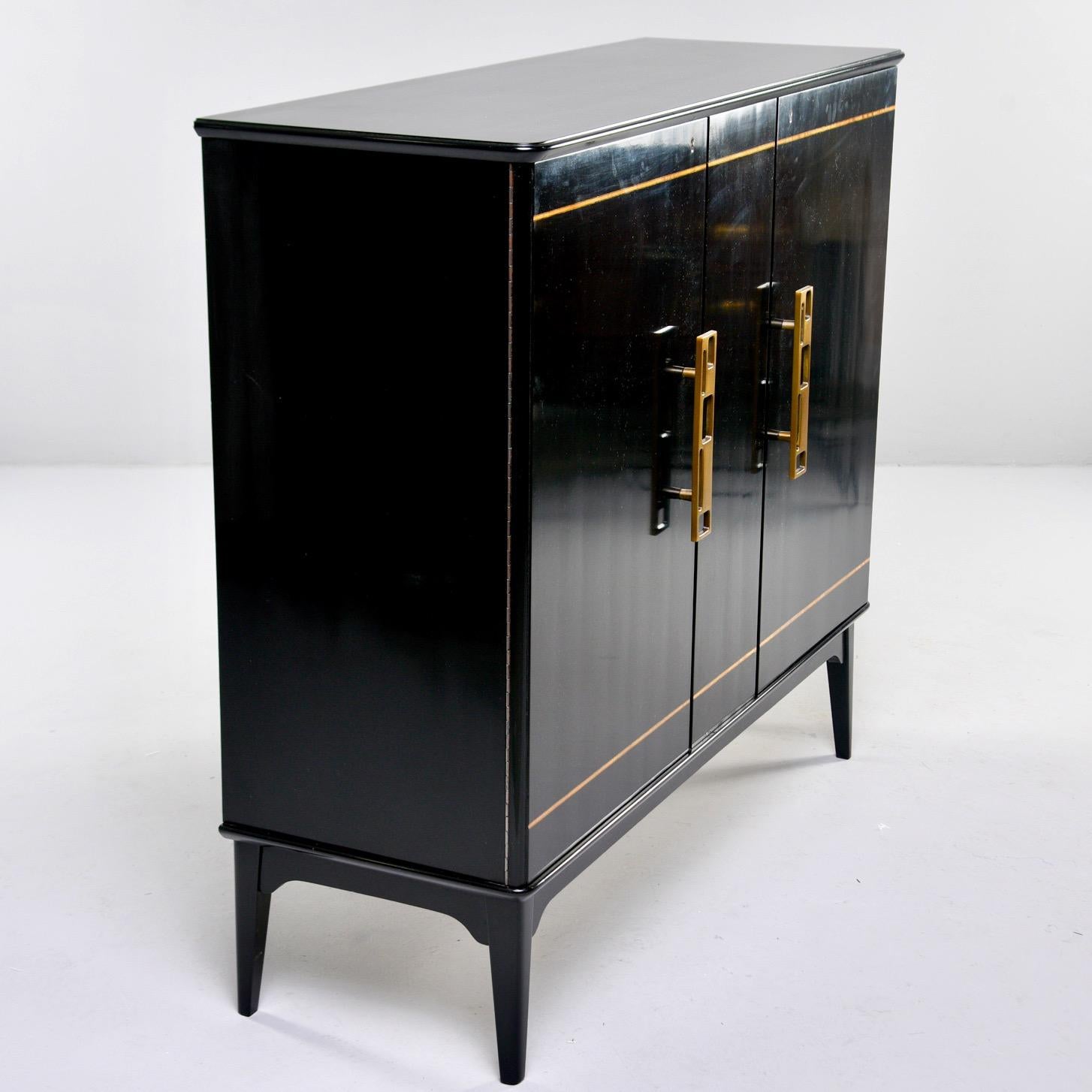 Midcentury Swedish Ebonized Two-Door Cabinet with New Brass Hardware 2