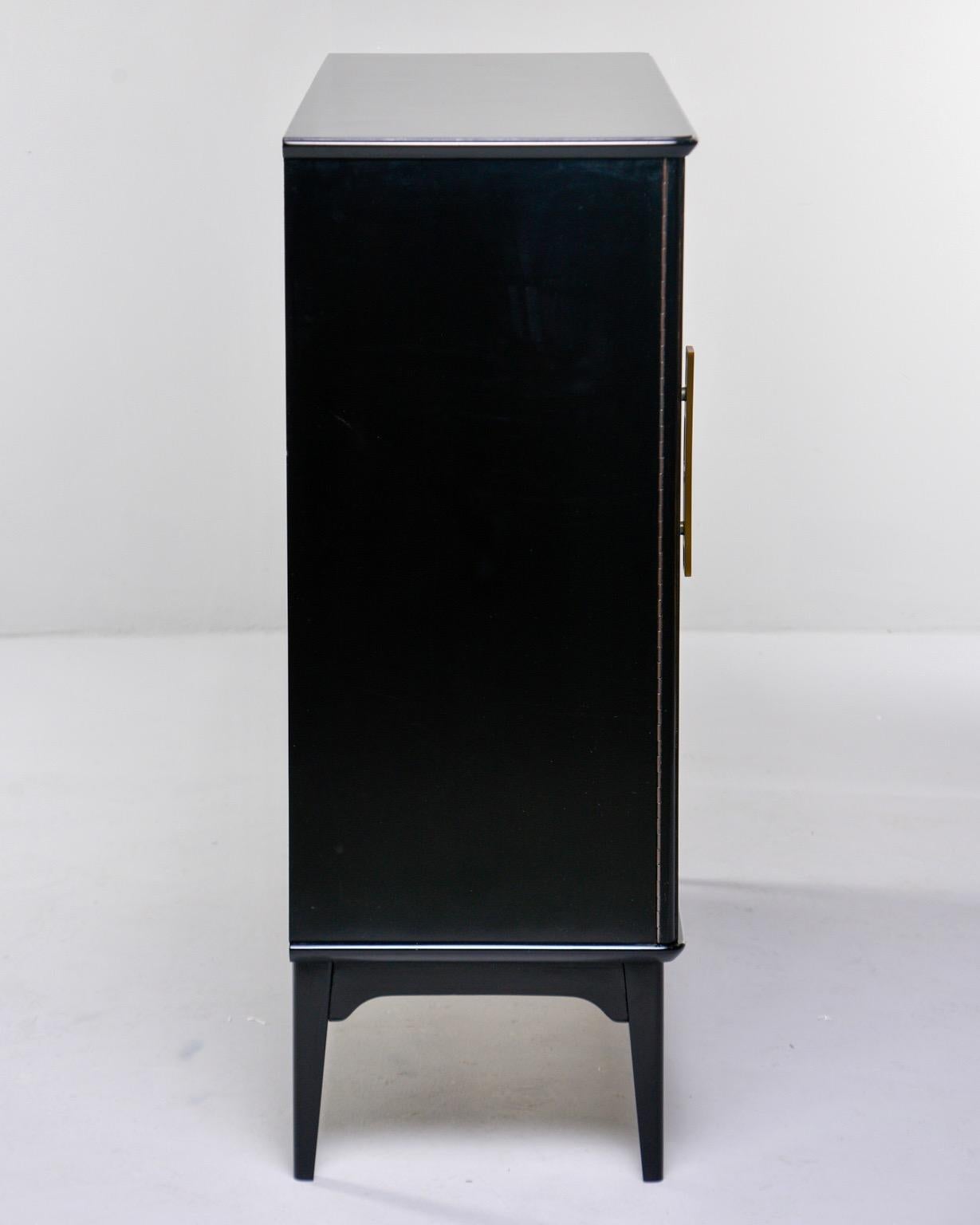 Midcentury Swedish Ebonized Two-Door Cabinet with New Brass Hardware 3
